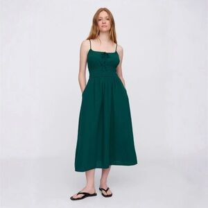 GAP Dark Green Gauze Tie-Front Maxi Dress Midi Dress Size XL